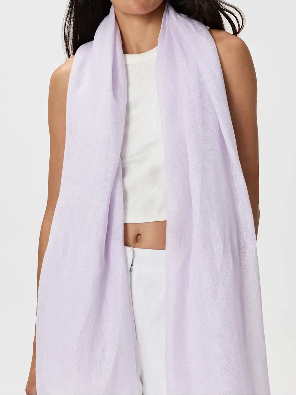 European 100% Cotton Cashmere Blend Supersoft Light Lavender Haze Fringe Scarf